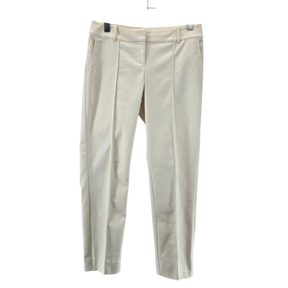St John Jennifer Pants Womens 4 Straight Leg Cropped Ivory Designer USA Luxury - Picture 1 of 10